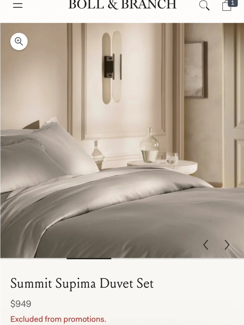 Boll & Branch Summit Collection Supima Duvet King Cal King Pewter NWOT